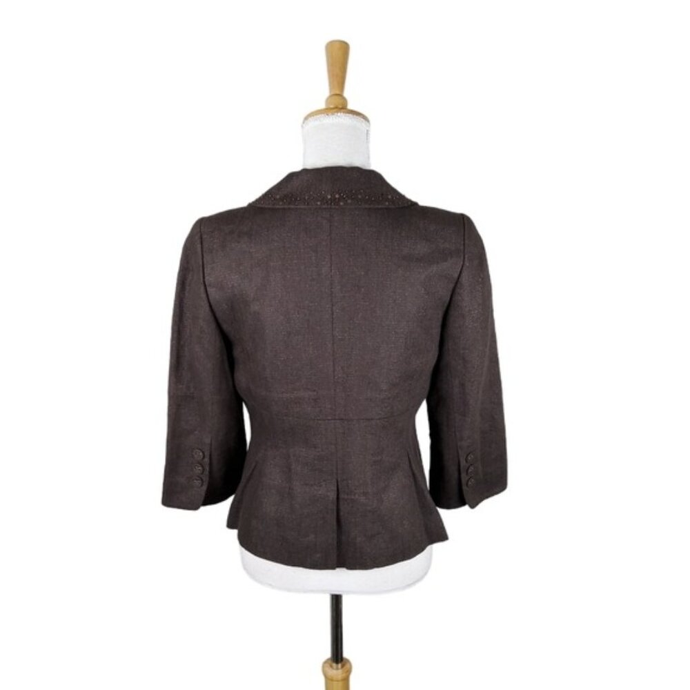 Classiques Entier Sequin Embellished 3/4 Sleeve Blazer Brown Size Small - Picture 3 of 9